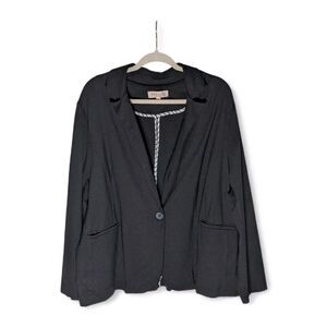 Philosophy One Button Blazer Jacket Plus 3X Black Super Soft Stretch Office